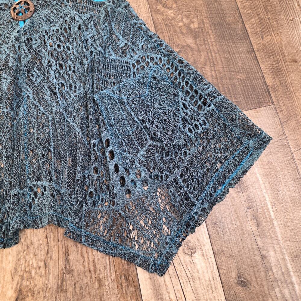 Y2K Boho Tunic Top Fairy Grunge Open Knit Festival Tank Top Size Small Blue - Picture 5 of 7